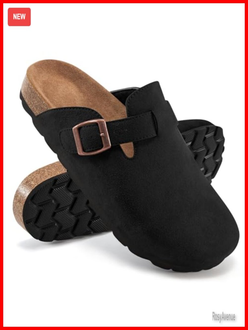 Suede Clogs for Women Cork Footbed Slip On Comfort Mules Closed Toe Casual